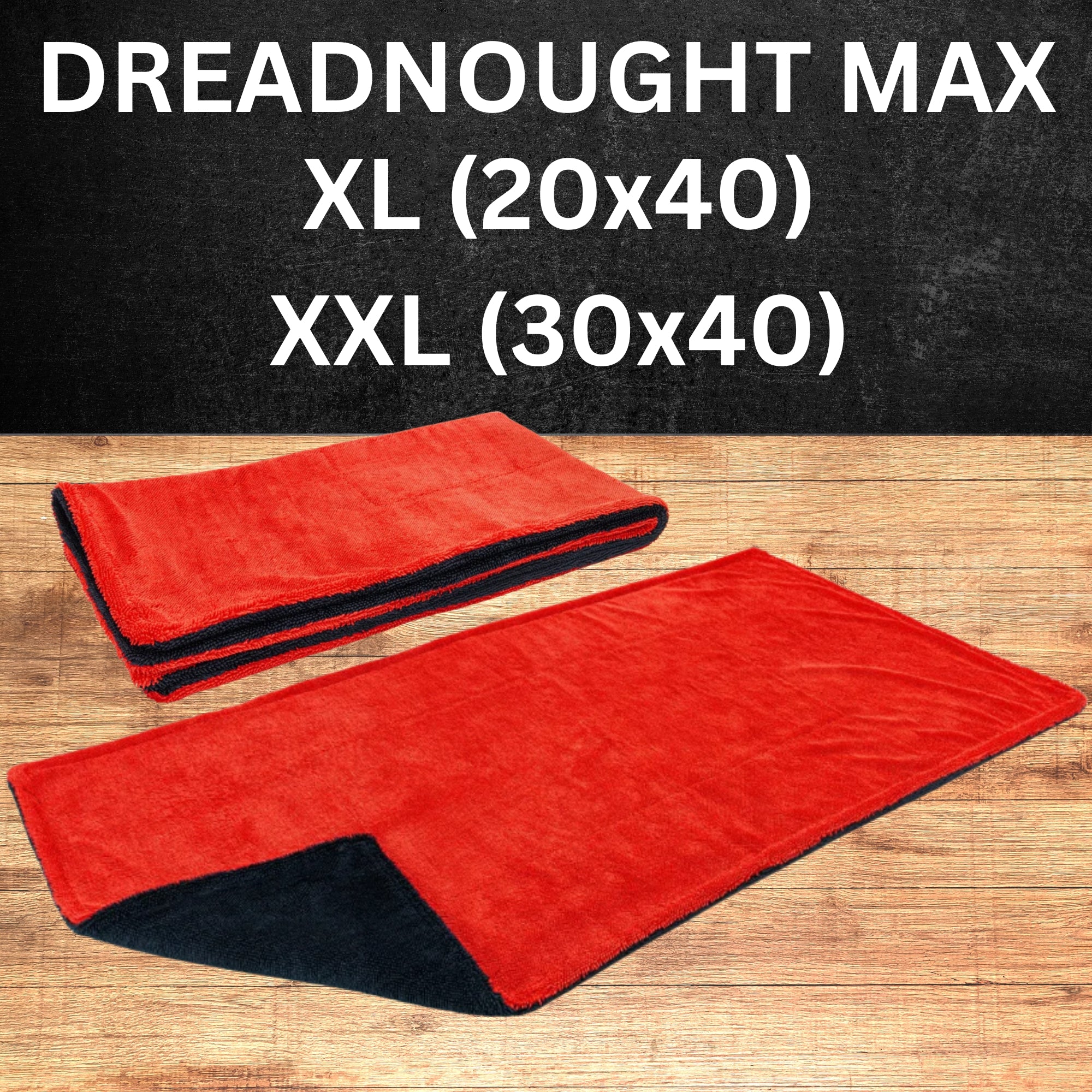 Autofiber Dreadnought XL Microfiber Car Drying Towel 20 in x 40 in 1100gsm (Blue/Gray)