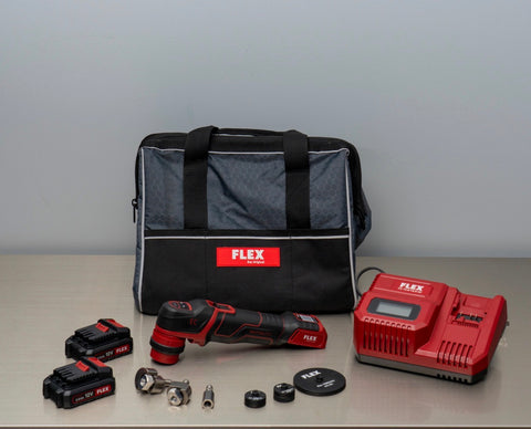 Flex PXE 80 Cordless Mini Nano Polisher | 12.0 Set Kit 2 Batteries Bag & More