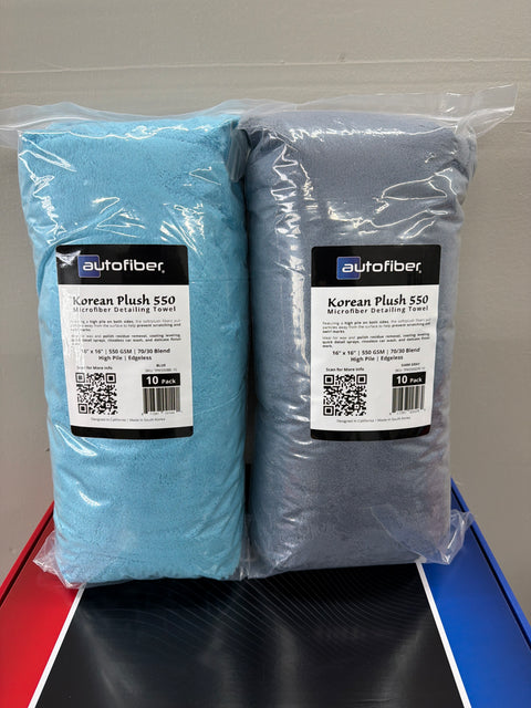 Autofiber [Korean Plush 550] Edgeless Detailing Towels (16 in. x 16 in. 550 gsm) 10 pack