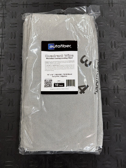 Autofiber [Quadrant Wipe] Microfiber Coating Leveling Towel (16 in. x 16 in., 390 gsm) - 10 pack